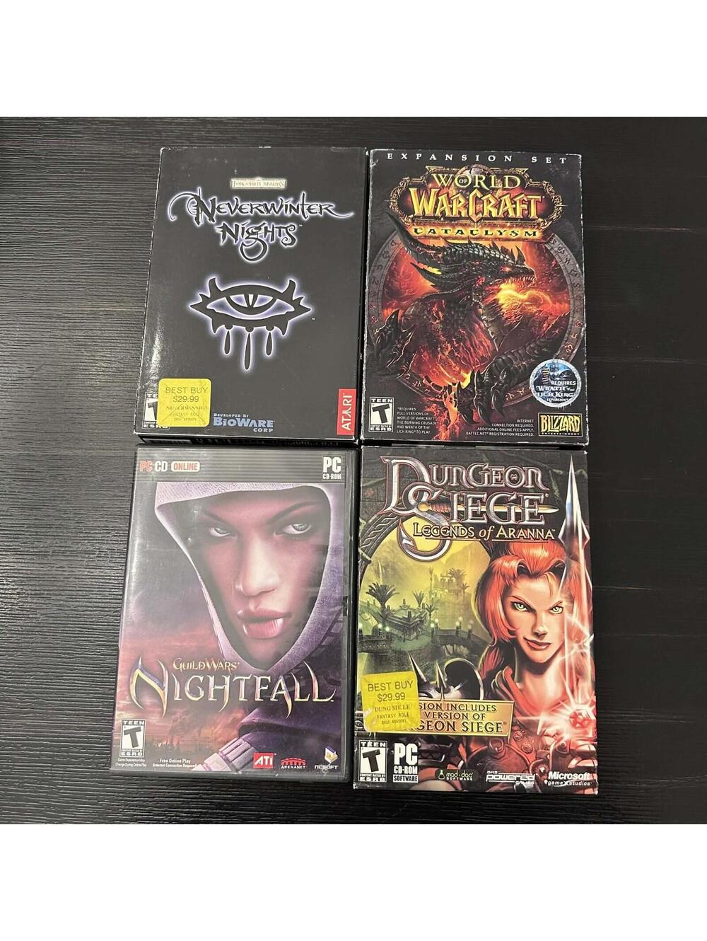 Vintage PC Big Box Game Lot WOW Cataclysm Neverwinter Nights Dungeon Siege Guild